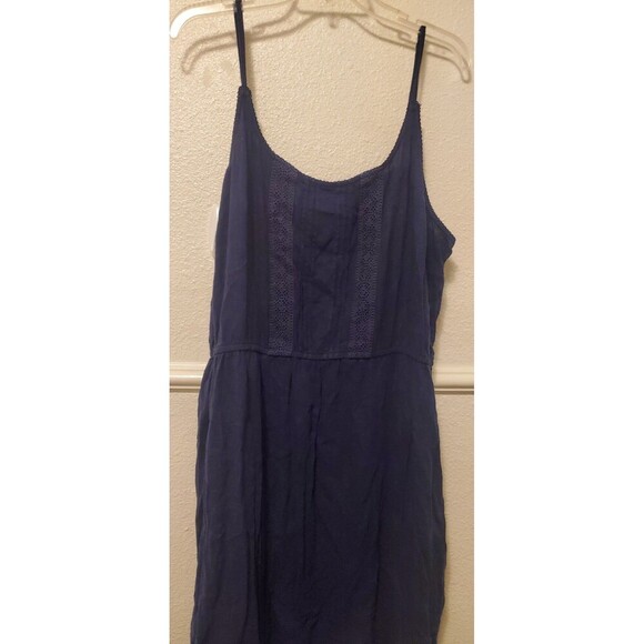 Old Navy Fall Cottage Core Navy Blue Fit & Flare Cami Dress XXL Lace Accent - Picture 12 of 16